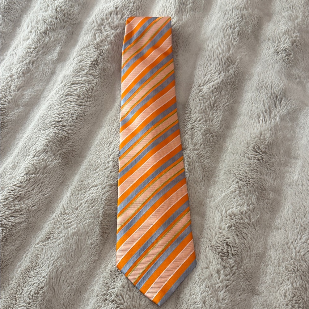 Vintage Orange Striped Unisex Tie MADE IN ITALY